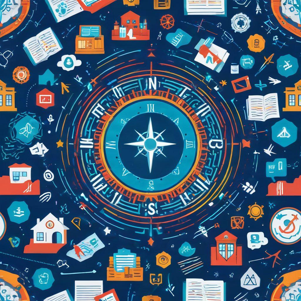 A detailed map of an intricate insurance landscape, featuring various insurance-related symbols like shields, policies, and calculators, alongside a compass guiding the viewer towards the right resources. The background depicts diverse people discussing and sharing tips, with a network of connections symbolizing resources, knowledge, and support. Bright colors and a modern, inviting aesthetic enhance the understanding of this complex topic. vector art. vibrant colors.